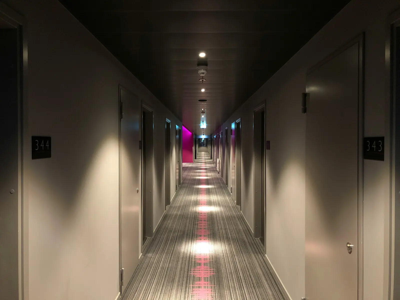 Hotel corridor lighting install