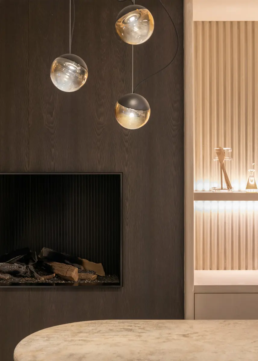 Aesthetic pendant lighting over dining area